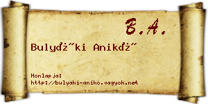 Bulyáki Anikó névjegykártya